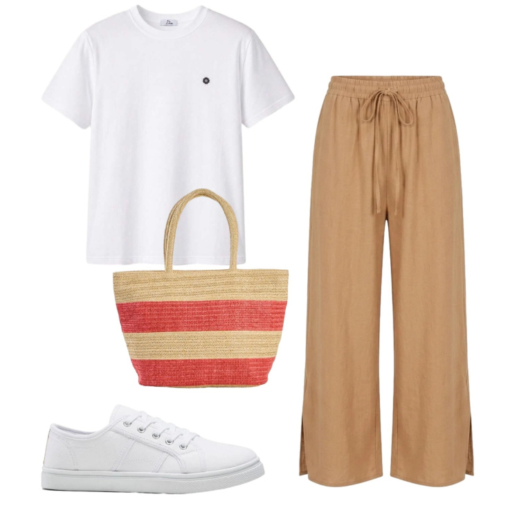 Outfit donna - Total look #2454098. Stile Basic per Tutti i giorni. Abbinamento con shopping bag, sneakers, t-shirt, pantaloni.