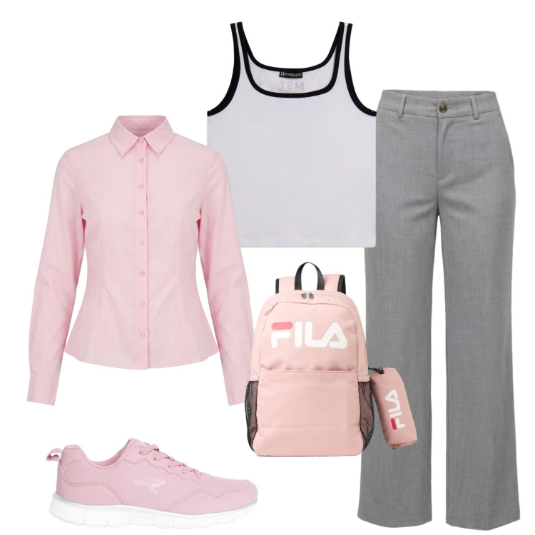 Outfit donna - Total look #2454112. Stile Casual per Tutti i giorni. Abbinamento con zaini, sneakers, pantaloni, canottiere, camicie.