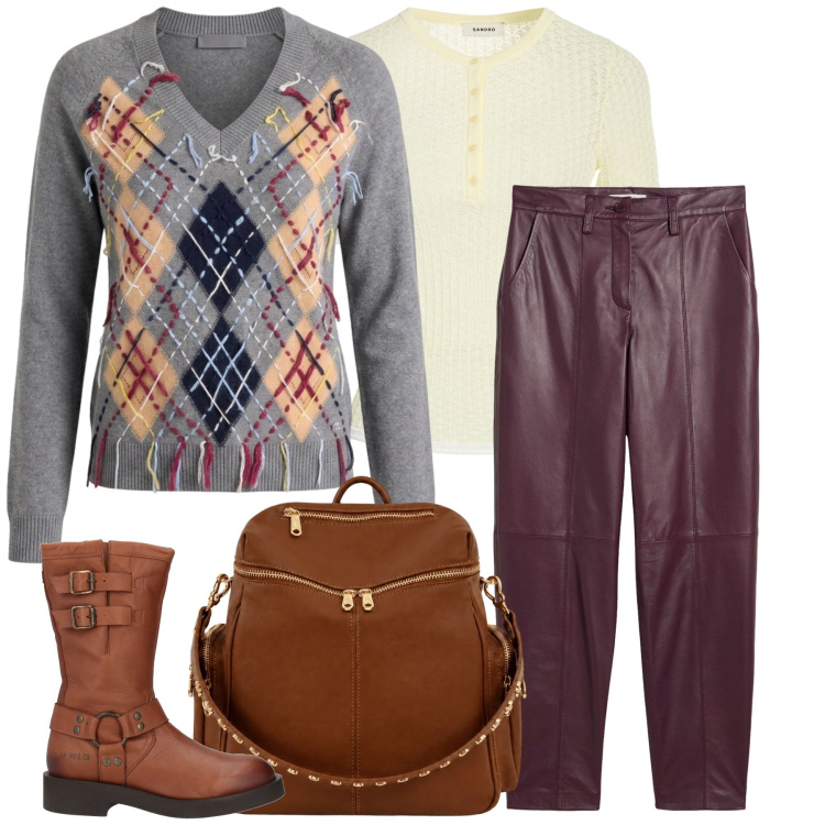 Outfit donna - Total look #2454155. Stile Casual chic per Tutti i giorni. Abbinamento con t-shirt, stivali, pantaloni, maglieria, zaini.