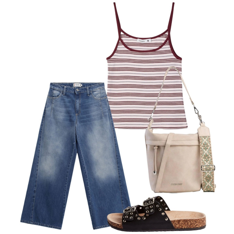 Outfit donna - Agosto, non ci sono per nessuno! - @vale. Stile Casual per Tutti i giorni. Abbinamento con borse a tracolla, ciabatte, canottiere, jeans.