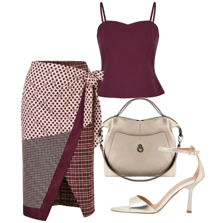 Outfit donna - Cena vista mare - Focus Donna Curvy Ital. Stile Chic per Serata fuori. Abbinamento con sandali in pelle, gonne longuette, top, borse a mano.