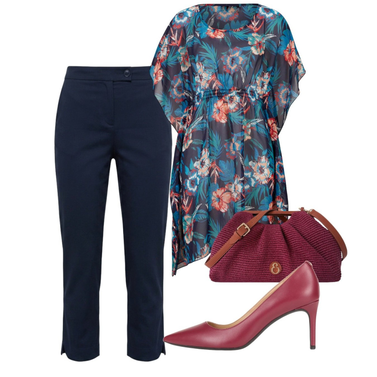 Outfit donna - Cena vista mare - Focus Donna Curvy Ital. Stile Chic per Serata fuori. Abbinamento con décolleté, vestiti da spiaggia, pantaloni capri, clutch.