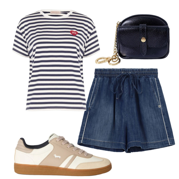 Outfit donna - Total look #2454181. Stile Casual per Tutti i giorni. Abbinamento con sneakers, shorts, t-shirt, portachiavi.
