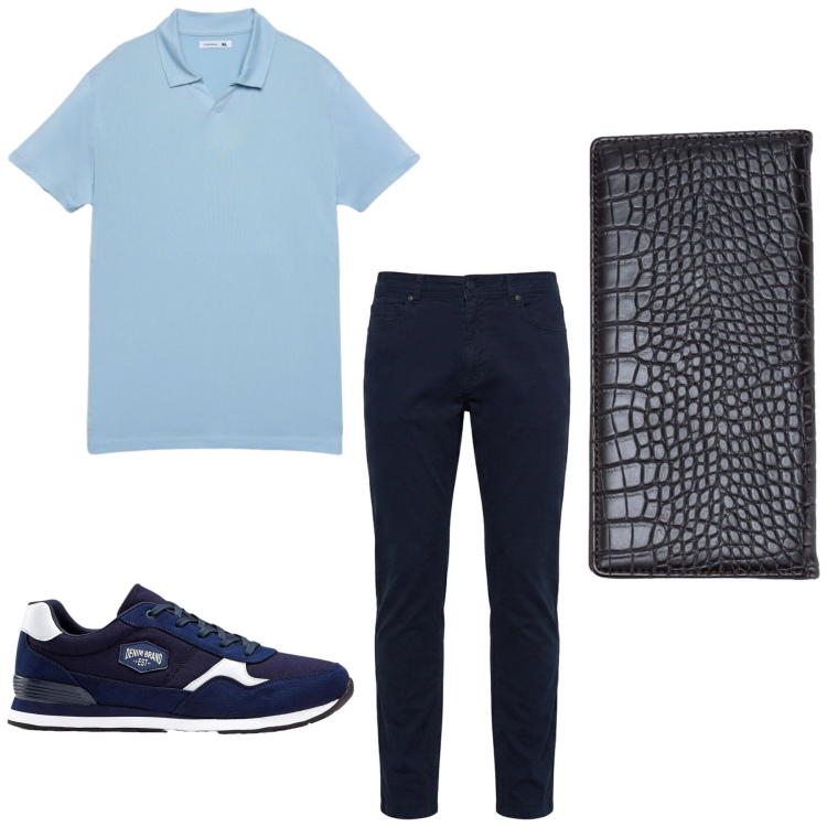 Outfit uomo - Total look #2454215. Stile Casual per Tutti i giorni. Abbinamento con sneakers, pantaloni, polo, portafogli.
