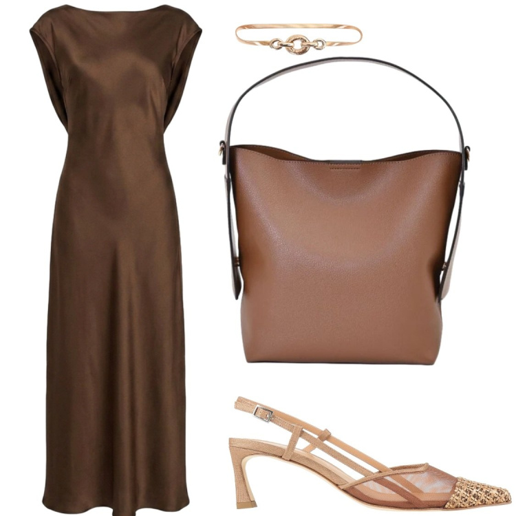Outfit donna - Total look #2454280. Stile Chic per Serata fuori. Abbinamento con décolleté, cinture, borse a mano, vestiti lunghi.