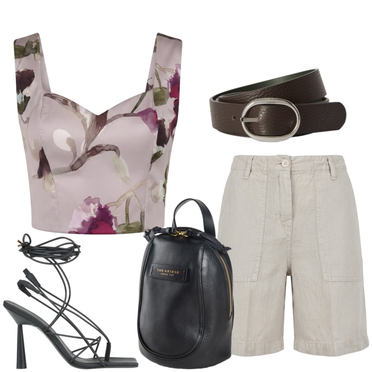 Outfit donna - Total look #2454296. Stile Casual chic per Tutti i giorni. Abbinamento con ciabatte, zaini, bermuda, cinture, top.