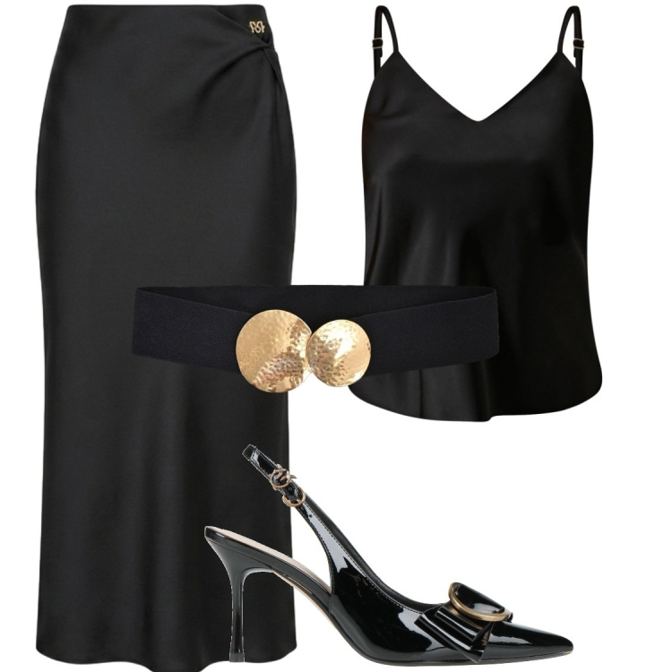 Outfit donna - Total look #2454305. Stile Glamour per Serata fuori. Abbinamento con décolleté, top, cinture, gonne longuette.