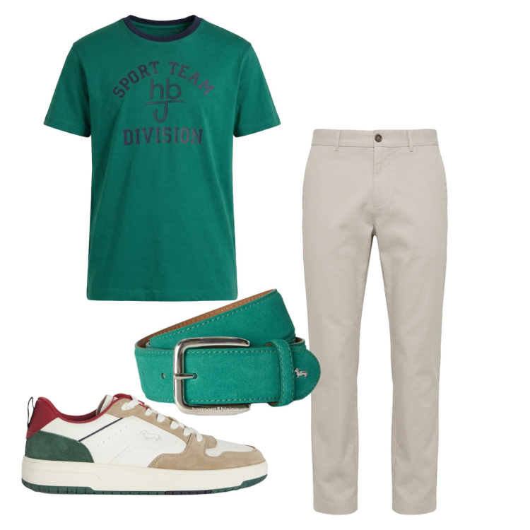 Outfit uomo - Total look #2454321. Stile Casual per Tutti i giorni. Abbinamento con sneakers, t-shirt, pantaloni, cinture.