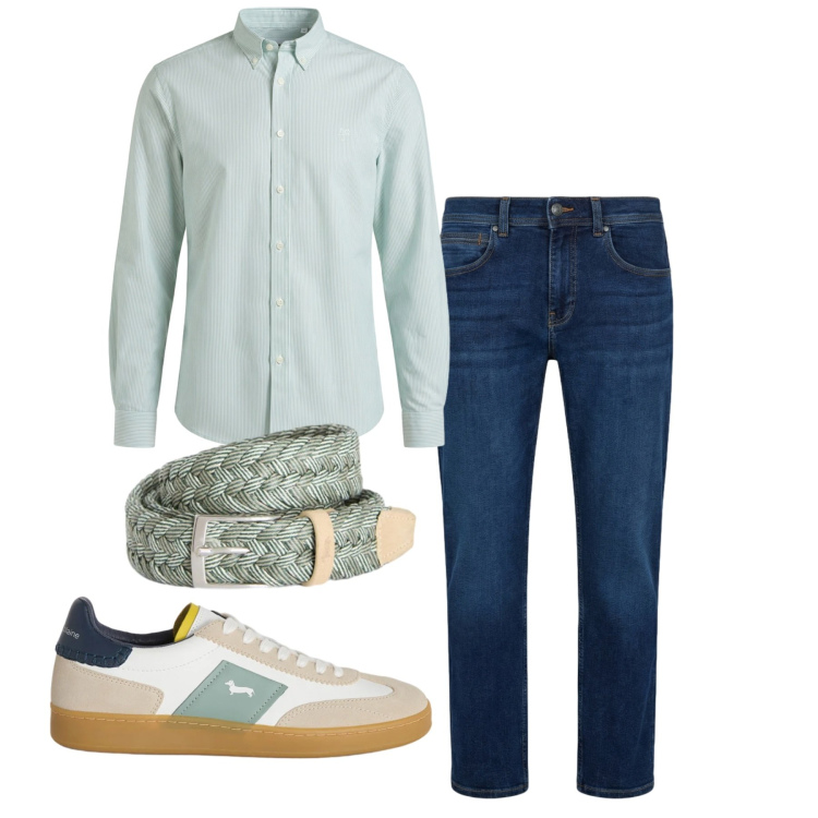Outfit uomo - Total look #2454322. Stile Casual per Tutti i giorni. Abbinamento con camicie, jeans dritti, cinture, sneakers.