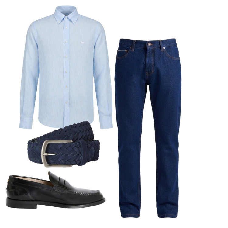 Outfit uomo - Total look #2454329. Stile Casual per Tutti i giorni. Abbinamento con scarpe stringate, camicie, jeans, cinture.