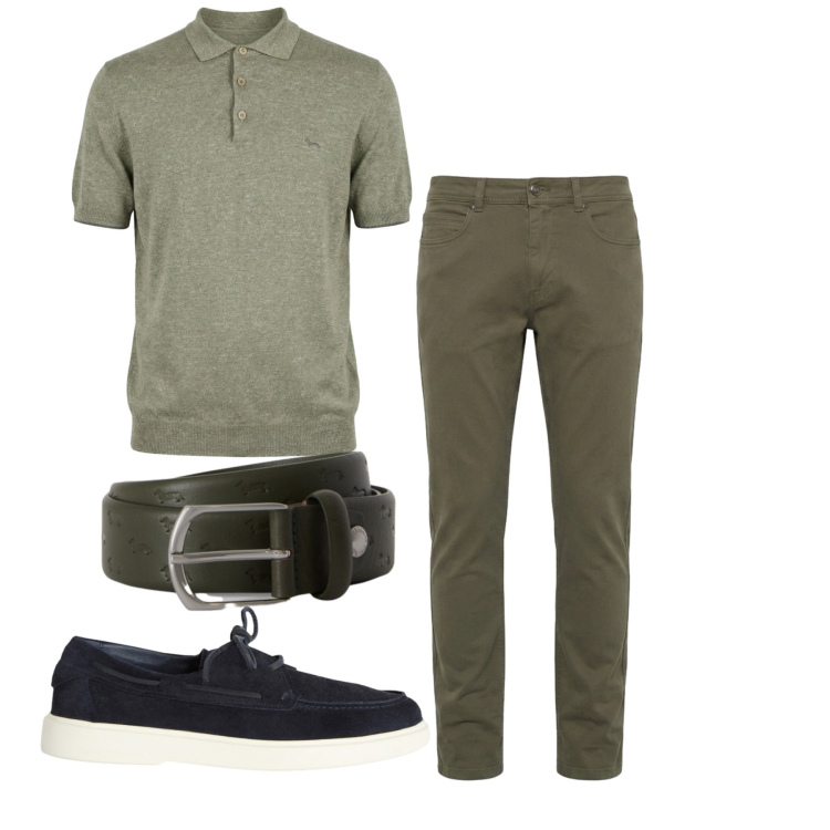Outfit uomo - Total look #2454338. Stile Casual per Tutti i giorni. Abbinamento con scarpe stringate, polo, pantaloni, cinture.