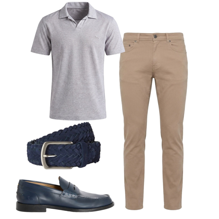 Outfit uomo - Total look #2454344. Stile Casual per Tutti i giorni. Abbinamento con scarpe stringate, polo, pantaloni, cinture.