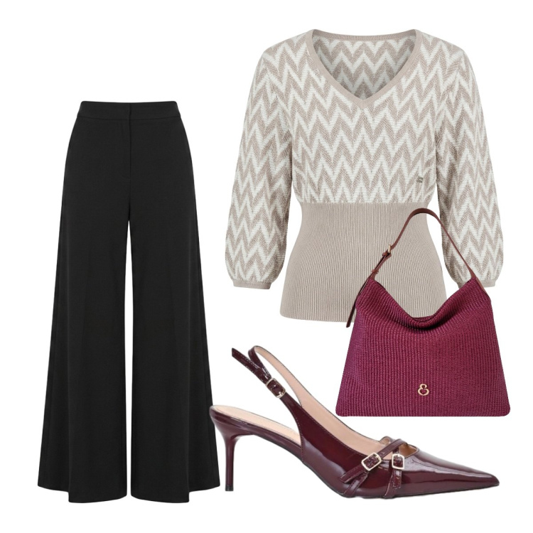 Outfit donna - Agosto per chi lavora - @tiffany22. Stile Bon Ton per Ufficio. Abbinamento con maglieria, pantaloni, décolleté, borse a spalla.