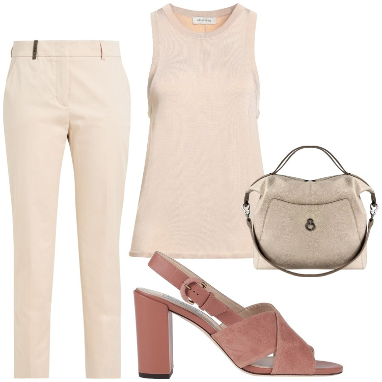 Outfit donna - Total look #2454400. Stile Chic per Serata fuori. Abbinamento con maglieria, sandali in pelle, pantaloni, borse a mano.
