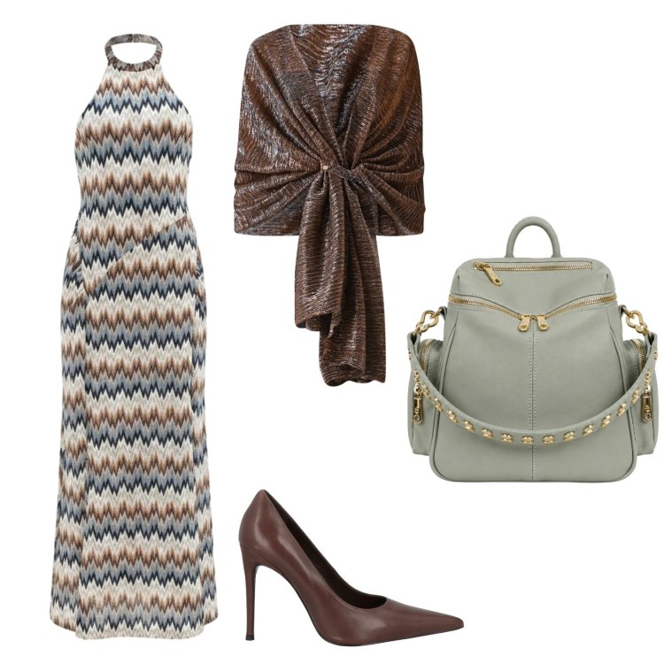 Outfit donna - Total look #2454402. Stile Chic per Serata fuori. Abbinamento con décolleté, stole, vestiti lunghi, zaini.