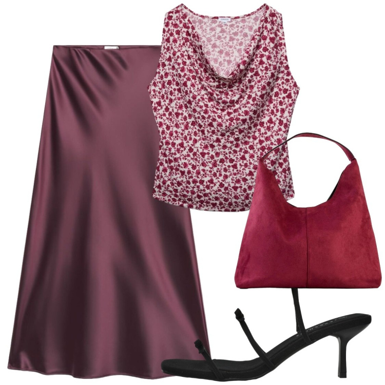 Outfit donna - Total look #2454404. Stile Chic per Serata fuori. Abbinamento con borse a spalla, gonne lunghe, top, sandali col tacco.