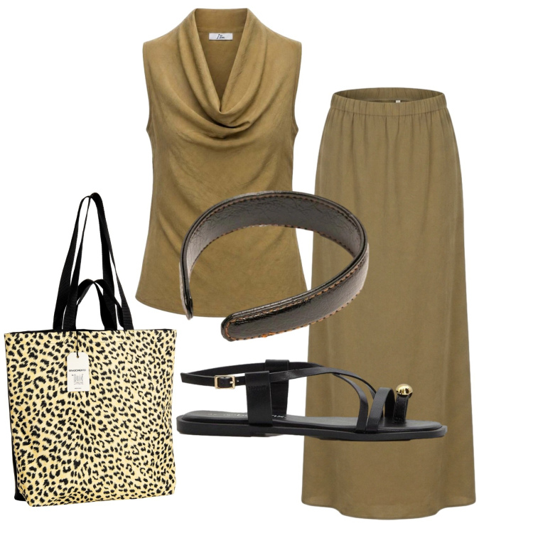Outfit donna - Total look #2454430. Stile Minimal per Ufficio. Abbinamento con sandali, gonne lunghe, canottiere, cerchietti, borse tote.