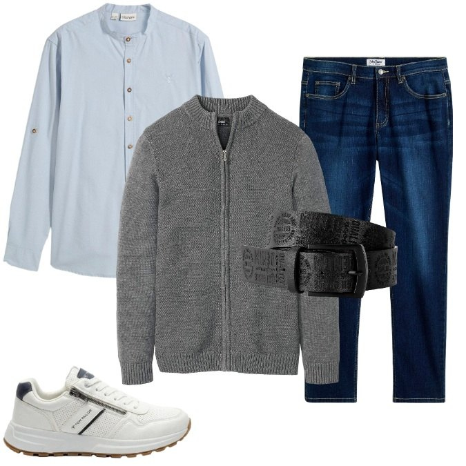 Outfit uomo - Minimalista-Sempre Perfetto. Stile Casual per Tutti i giorni. Abbinamento con jeans, cinture, cardigans, camicie, sneakers.