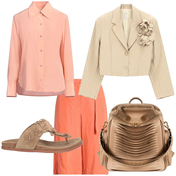Outfit donna - Bermuda vivaci. Stile Romantica per Tutti i giorni. Abbinamento con camicie, infradito, pantaloni, blazer, zaini.