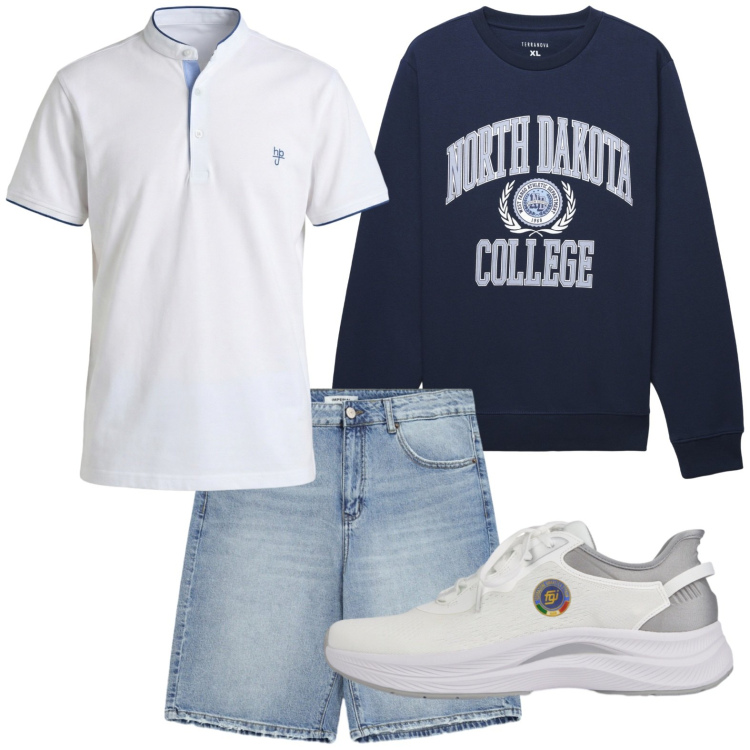 Outfit uomo - Total look #2454625. Stile Casual per Tutti i giorni. Abbinamento con polo, bermuda, felpe sportive, scarpe sportive.