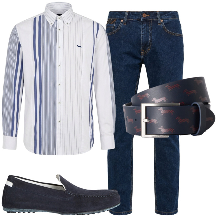 Outfit uomo - Total look #2454628. Stile Business/Elegante per Ufficio. Abbinamento con scarpe stringate, pantaloni, camicie, cinture.