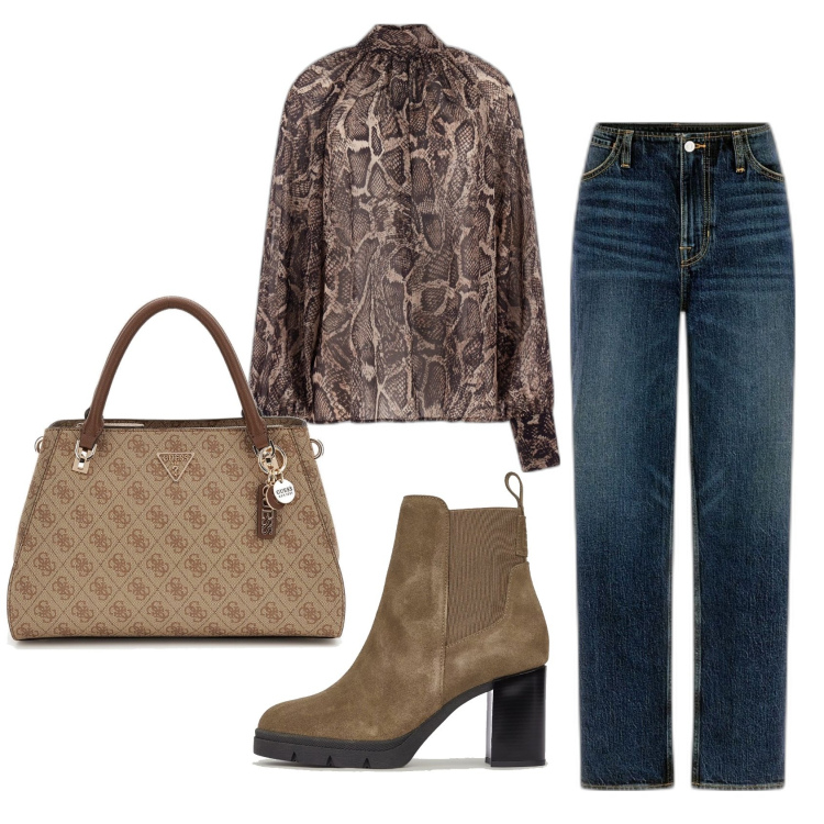 Outfit mujer - Urban style. Estilo Urban para Todos los días. Combinación con vaqueros, botines, bolsos de mano, blusas.