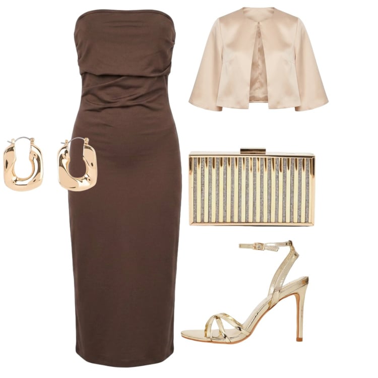 Outfit donna - Matrimonio vista mare. per Cerimonia. Abbinamento con orecchini, sandali col tacco, vestiti midi/longuette, bolero, clutch.