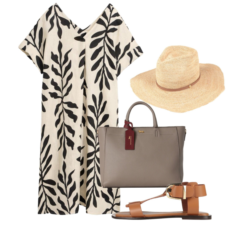 Outfit donna - La tunica ad agosto. Stile Bon Ton per Tutti i giorni. Abbinamento con cappelli, sandali alla schiava, caftani, borse a mano.