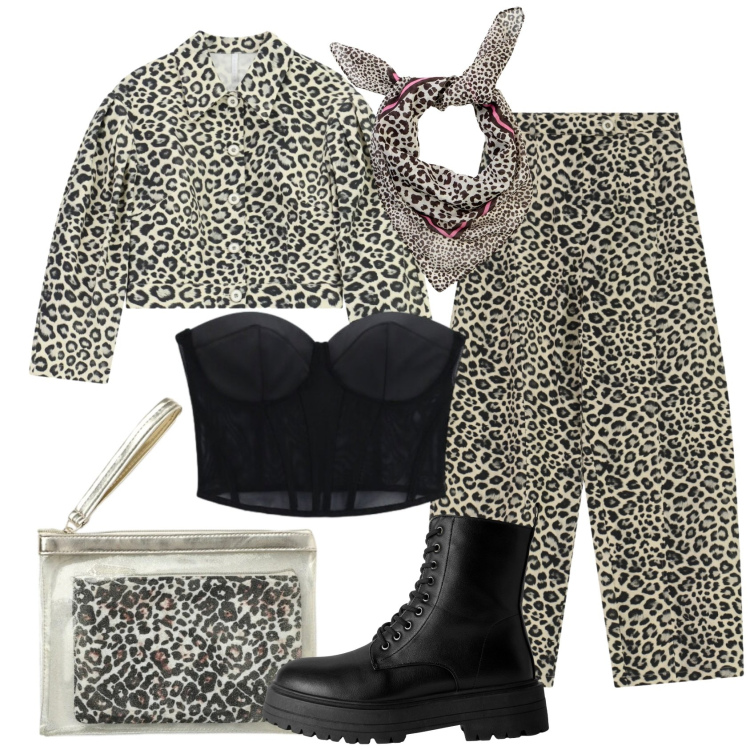Outfit donna - Total look #2454685. Stile Rock per Tutti i giorni. Abbinamento con foulard, anfibi, pochette, pantaloni, cappotti, top.