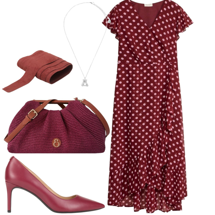 Outfit donna - In lungo giorno e sera. Stile Casual chic per Serata fuori. Abbinamento con décolleté, vestiti, cinture, ciondoli, clutch.