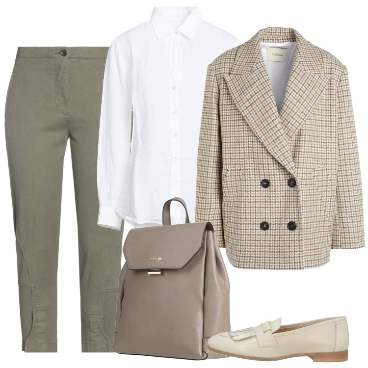 Outfit donna - Ritorno alla realtà. Stile Mannish per Ufficio. Abbinamento con caban, jeans slim fit, zaini, mocassini, camicie.