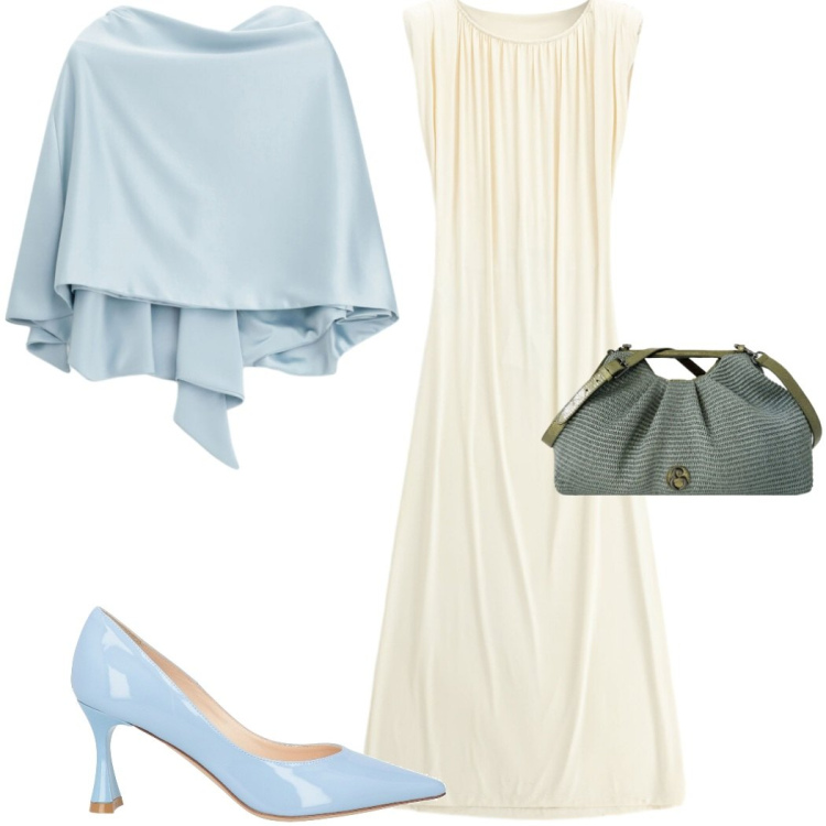 Outfit donna - Vacanze boho al mare. Stile Boho per Mare. Abbinamento con décolleté, vestiti lunghi, scialli, clutch.