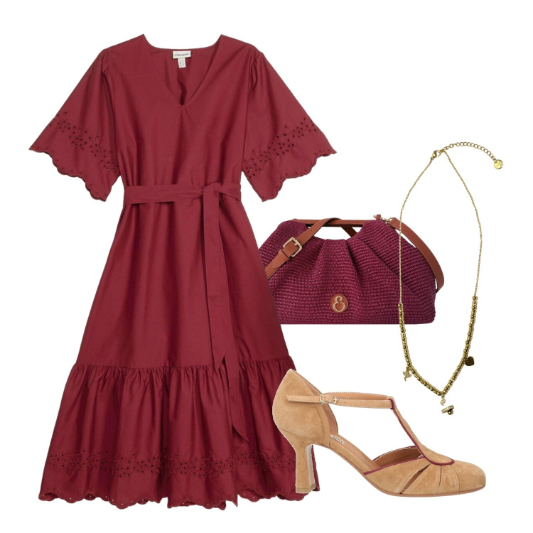 Outfit donna - Cena vista mare. Stile Chic per Mare. Abbinamento con décolleté, vestiti midi/longuette, ciondoli, clutch.