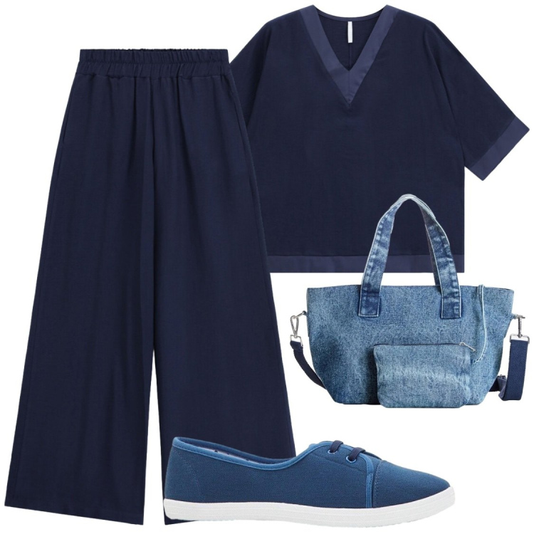 Outfit donna - Serate estive ad alta quota. Stile Chic per Serata fuori. Abbinamento con ballerine, borse a mano, bluse, pantaloni.