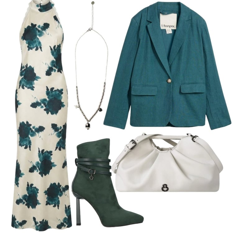 Outfit donna - Occasione speciale. Stile Casual per Cerimonia. Abbinamento con stivaletti, blazer, ciondoli, clutch, vestiti lunghi.