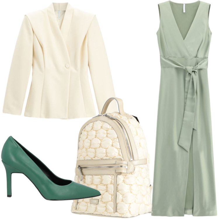 Outfit donna - Linee pulite. Stile Glamour per Tutti i giorni. Abbinamento con décolleté, zaini, vestiti lunghi, blazer.