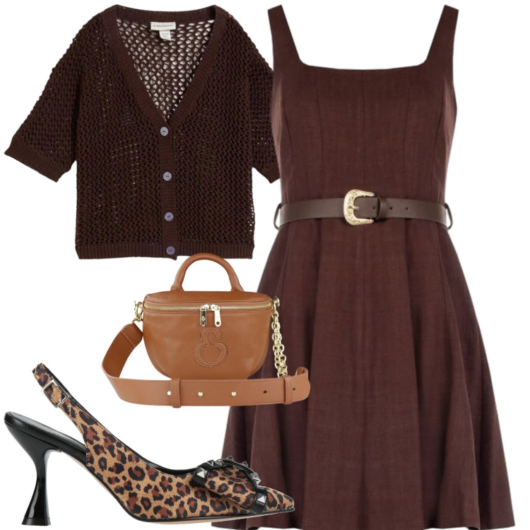 Outfit donna - Andiamo a cena al mare. Stile Casual chic per Serata fuori. Abbinamento con décolleté, cardigans, vestiti corti, borse a tracolla.