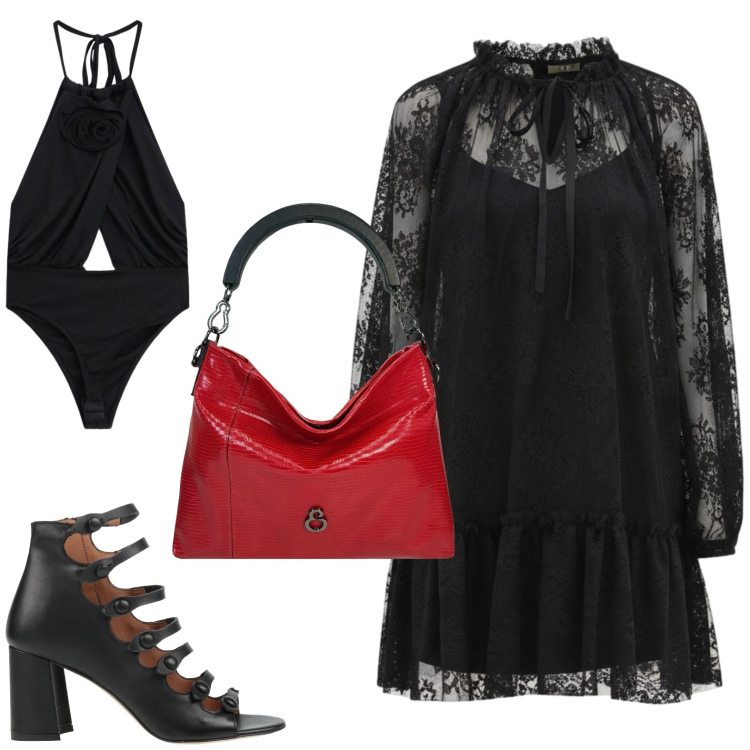 Outfit donna - Pizzo sofisticato. Stile Chic per Tutti i giorni. Abbinamento con stivaletti, body, vestiti corti, borse a mano.