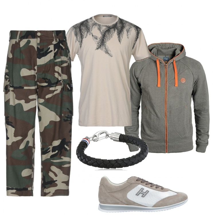Outfit uomo - Mimetico. Stile Trendy Abbinamento con braccialetti.