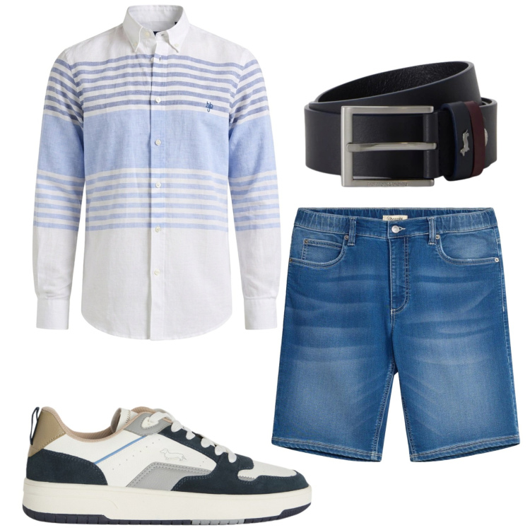 Outfit uomo - Total look #2455185. Stile Urban per Tutti i giorni. Abbinamento con bermuda, sneakers, camicie, cinture.