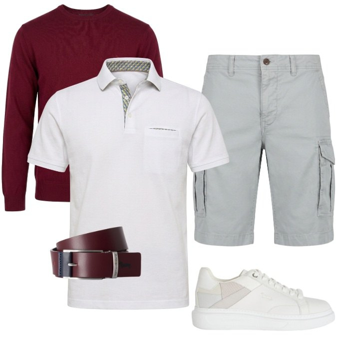 Outfit uomo - Versatile-serate estive/aperitivi, brunch. Stile Casual per Tutti i giorni. Abbinamento con sneakers, bermuda, cinture, polo, maglieria.