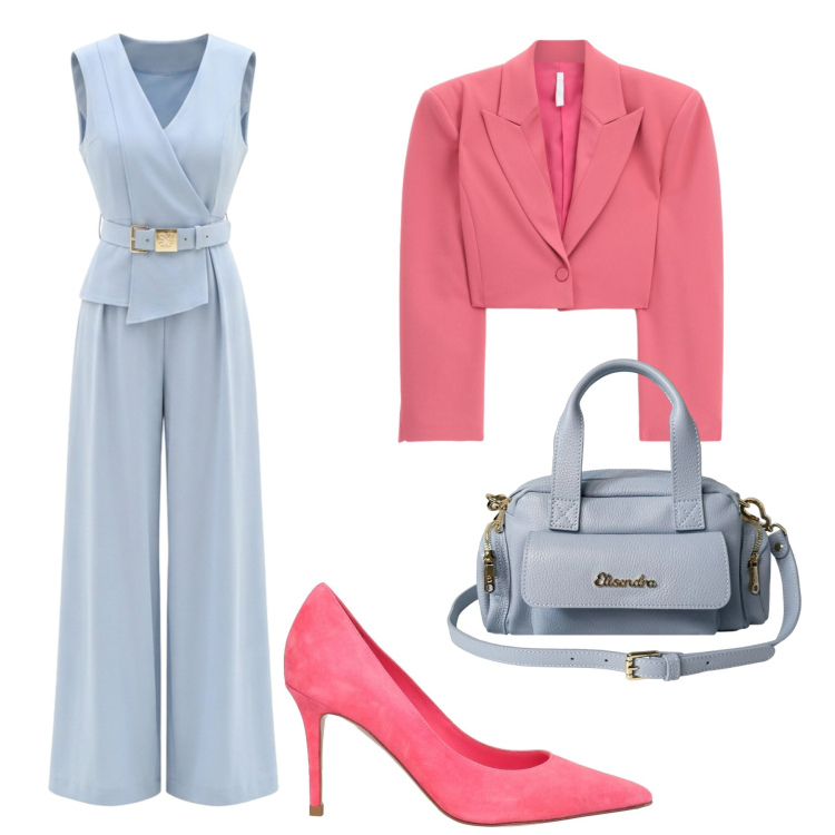 Outfit donna - Total look #2455304. Stile Chic per Cerimonia. Abbinamento con décolleté, blazer, tute, borse a mano.