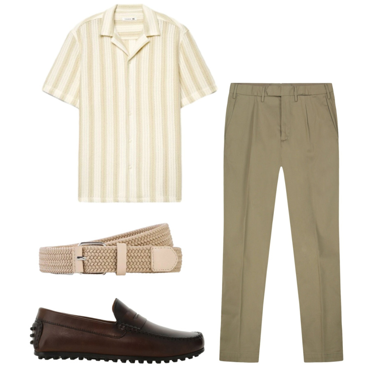 Outfit uomo - Total look #2455318. Stile Casual per Tutti i giorni. Abbinamento con cinture, scarpe stringate, camicie a manica corta, pantaloni.