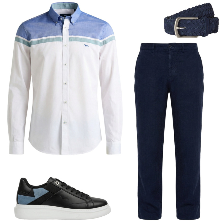 Outfit uomo - Rientro in citta. Stile Casual per Tutti i giorni. Abbinamento con sneakers, pantaloni chino, camicie, cinture.