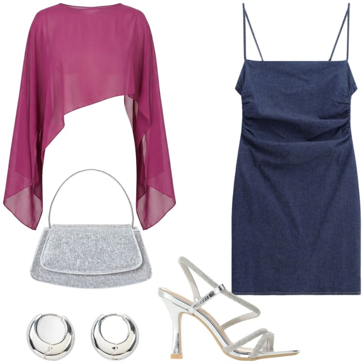 Outfit donna - Total look #2455389. Stile Glamour per Cerimonia. Abbinamento con orecchini, vestiti corti, sandali col tacco, top, borse a spalla.