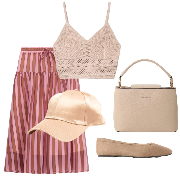 Outfit donna - Bohemienne. Stile Boho per Tutti i giorni. Abbinamento con ballerine, borse a secchiello, gonne lunghe, top, cappelli con visiera.