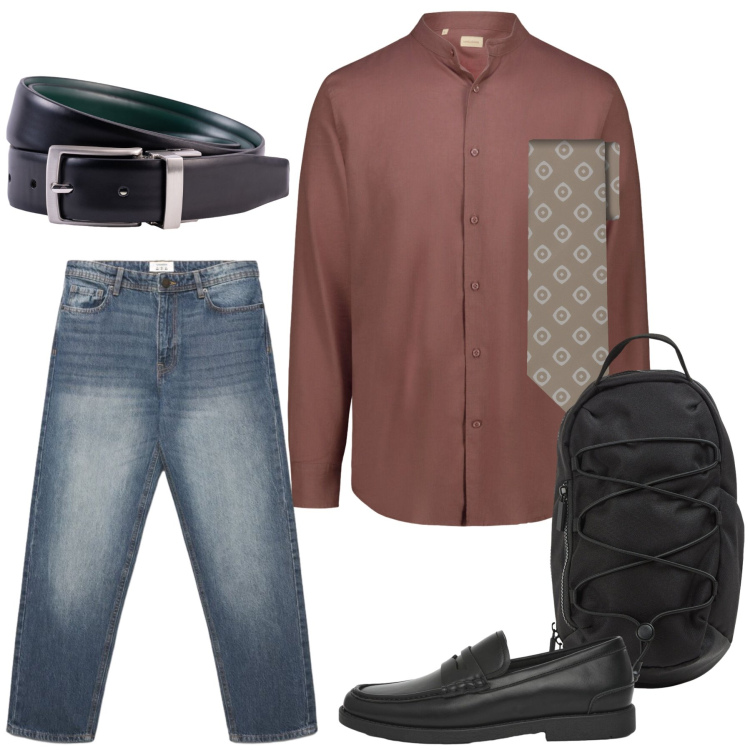 Outfit uomo - Total look #2455461. Stile Casual per Tutti i giorni. Abbinamento con borse sportive, scarpe stringate, jeans, cravatte, cinture, camicie.