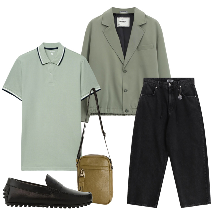 Outfit uomo - Total look #2455462. Stile Urban per Tutti i giorni. Abbinamento con borse sportive, giacche, pantaloni, scarpe stringate, polo.
