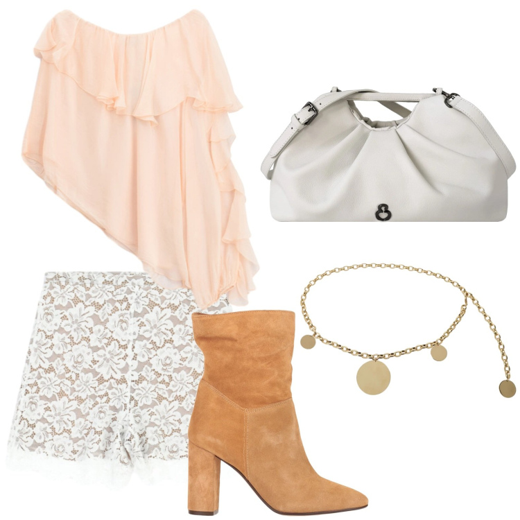 Outfit donna - Agosto, non ci sono per nessuno!. Stile Glamour per Tutti i giorni. Abbinamento con stivaletti, shorts, cinture, bluse, clutch.