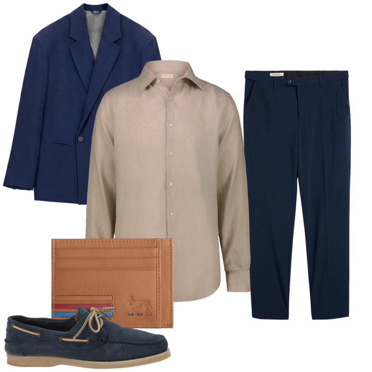 Outfit uomo - Total look #2455469. Stile Trendy per Ufficio. Abbinamento con pantaloni, scarpe stringate, portafogli, giacche, camicie.